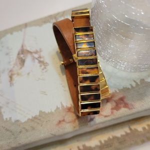 Michael kors leather wrap bracelet with gold and tortoise bars